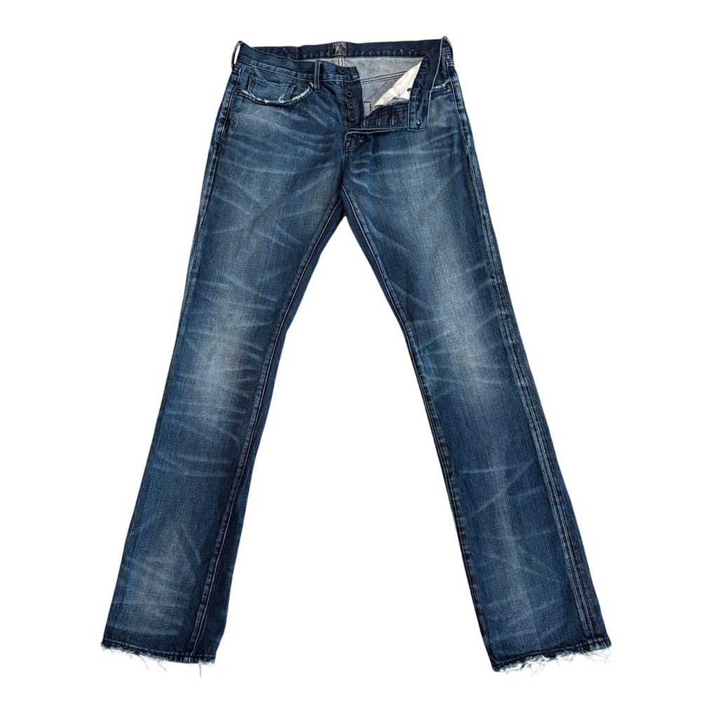 PRPS Demon Jeans Mens 32 Darkβ Wash Slim Straight Distressed Denim Pants